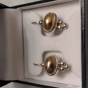 Vintage Silpada Brass and Sterling Silver Victorian Earrings W009-B